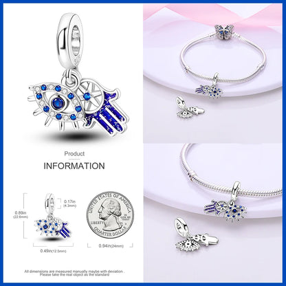 100% Real 925 Silver Classic Devil's Eye Charms Beads For Women Fit Original Qikaola Bracelets Fine DIY Jewelry Making