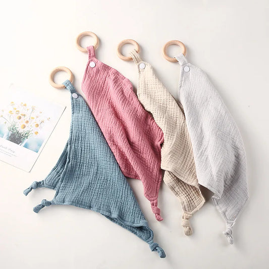 Wooden Drool Bib Ons Baby Saliva Towel Soft Cotton Baby Burp Cloth Kindergarten Handkerchief Newborn Washcloth Nursing Towel