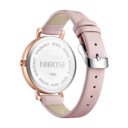 NIBOSI Fashion Quartz Watch Female Luxury Lady Clock Waterproof Leather Band Creative Simple Women's Watches Montre Femme Gift