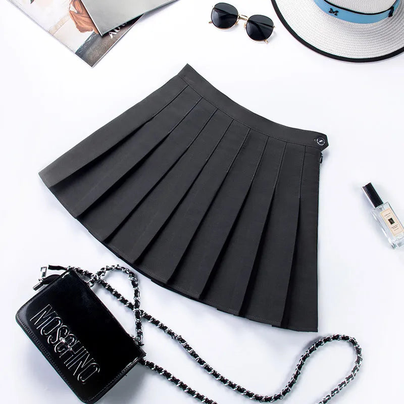 Harajuku Short Skirt New Korean Women Zipper High Waist School Girl Pleated Plaid Sexy Mini Preppy Style Falda Sexy Mujer