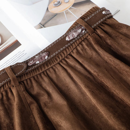 ZJYT Fall Winter Midi Suede Skirts for Women 2026 Fashion High Waist Irregular Vintage Casual Skirt Ladies Bottoms Brown Black