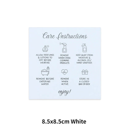50PCS Printable Square White Brown English Care Instructions Card For Jewelry Making Necklace Care Inserts DIY Accessories