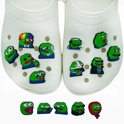 New Arrivals 1Pcs Sad Frog Shoe Charms for Crocs Accessories Decoration Shoe Pin Bracelet Wristband Adult Party Gifts