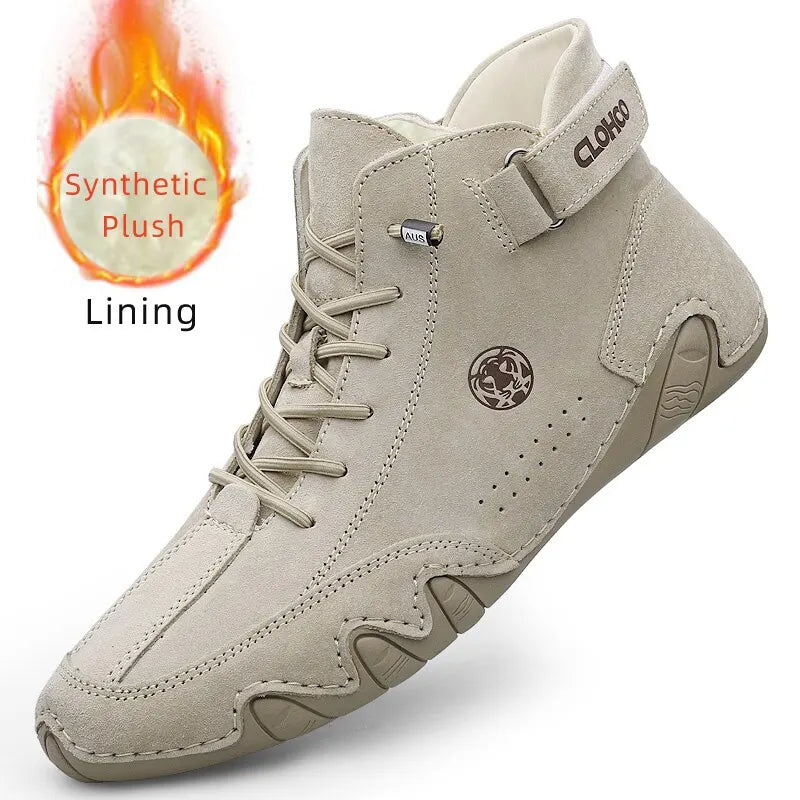 Men's Genuine Leather Shoes Ankle Boots 2023 Men Sneakers Outdoor Light Lace-Up Casual Shoes Fashion Loafers Winter Warm Boots