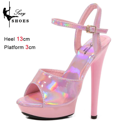 New 20CM/8Inch High Heels Dance Shoes Sandals Women Summer New 2023 Buckle Strap Platform Club Stiletto Gladiator Stripper Heels