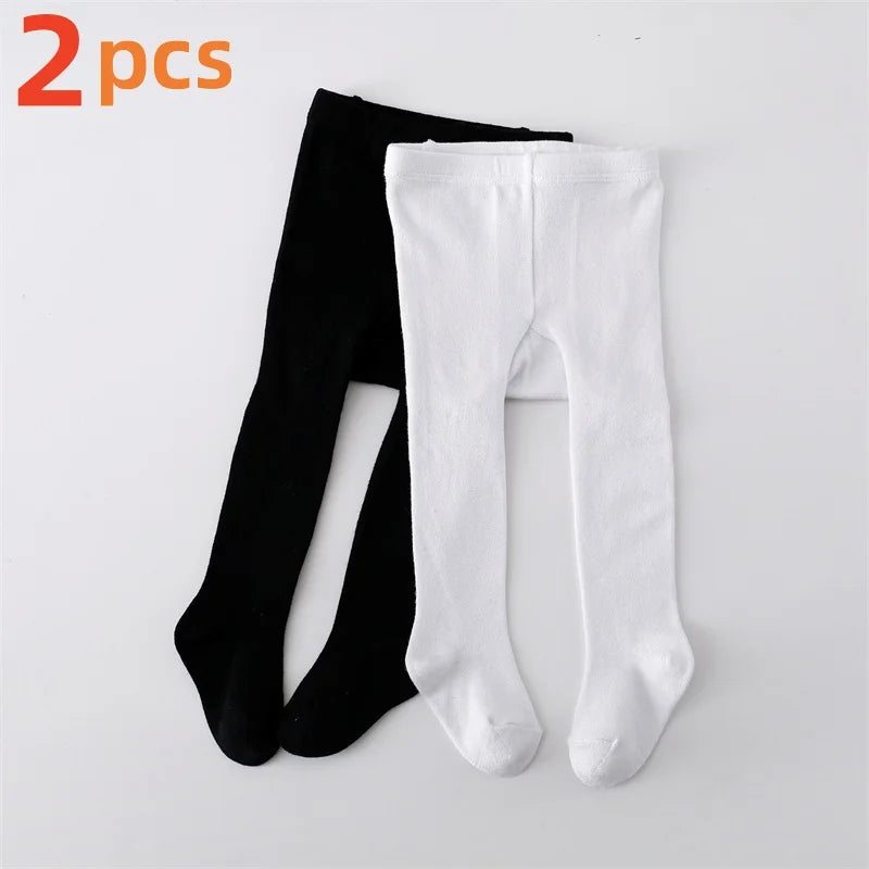 1/2Pcs Baby Girls Tights Spring Daily Knitted Stockings Cotton Soft Newborn Leggings Casual White Black Pantyhose For 0-2 Years