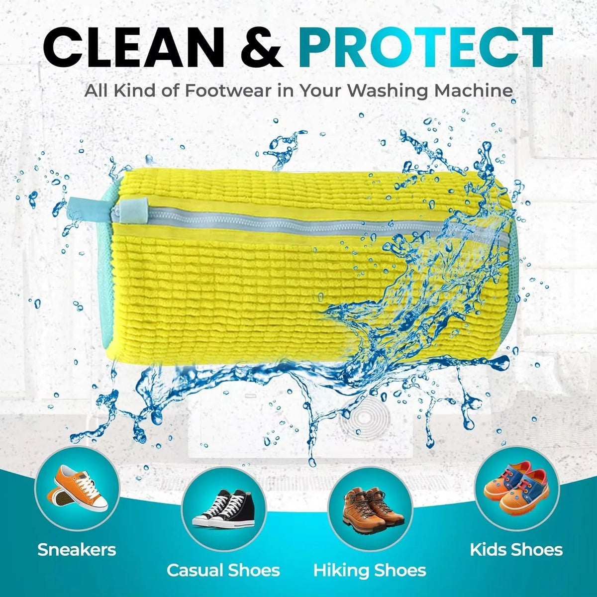 Durable Shoe Washing Machine Bag for All Shoe Types, Shoe Cleaner with Zipper for Sneakers and Casual Shoes Laundry Wash Bag