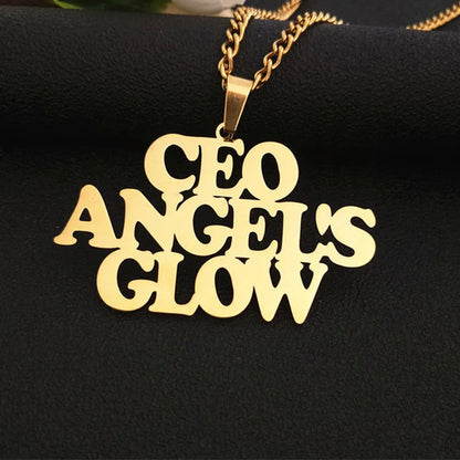 Atoztide Personalized Custom Names Pendant Necklace Stainless Steel Crown Cuban Thick Chain for Men Women Birthday Jewelry Gift