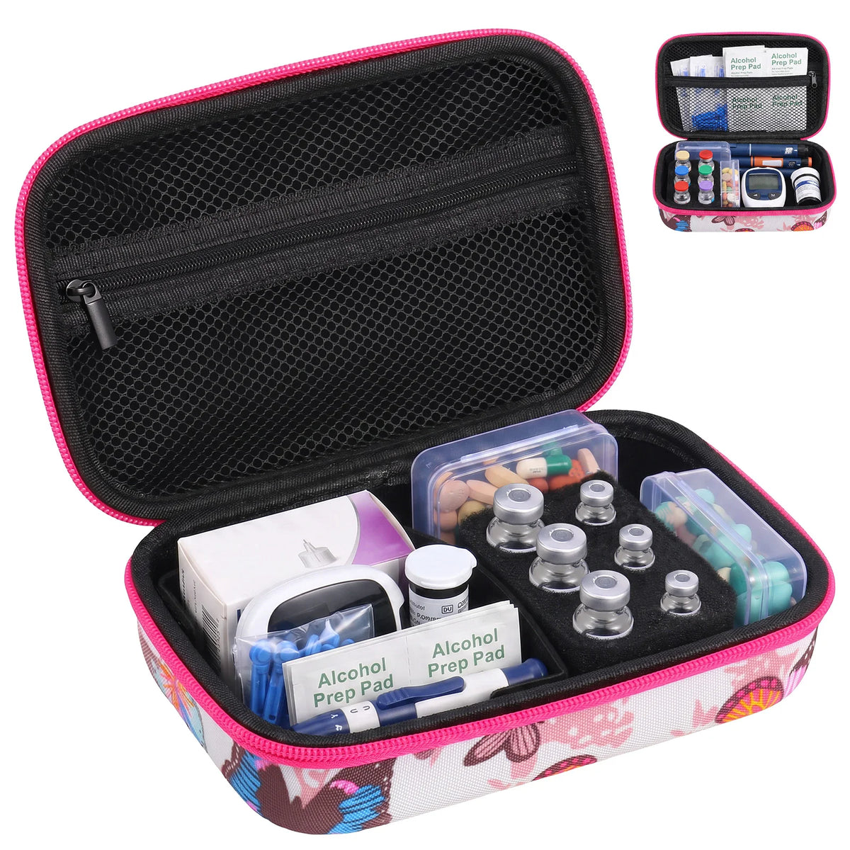 Insulin Vial Case 3ml 30ml Portable Medicine Organizer EVA Oxford Storage Box With Foam Slots For Travel Fridge Storage