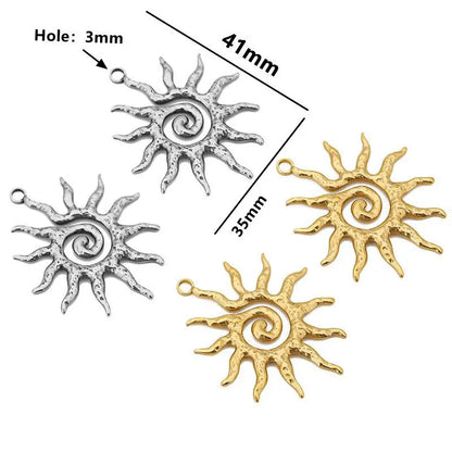 4pcs/lot Stainless Steel Gold Vintage Large Sun Flower Charms Pendant for DIY Earring Necklace Jewelry Making Accessorie Finding