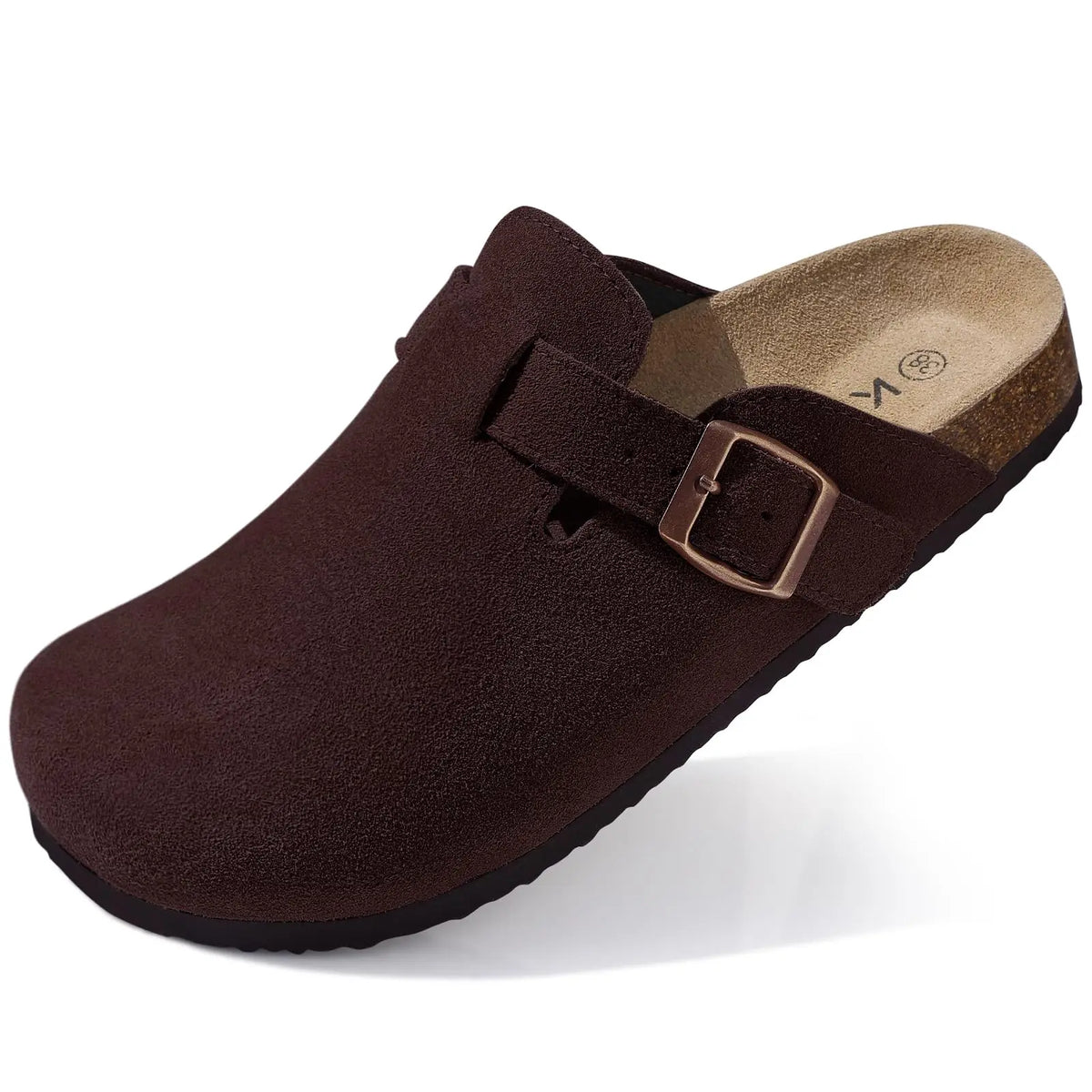 Shevalues Women's Suede Clogs Classic Cork Slippers Leather Mules Men Cork Footbed Sandals Comfort Beach Shoes with Arch Support