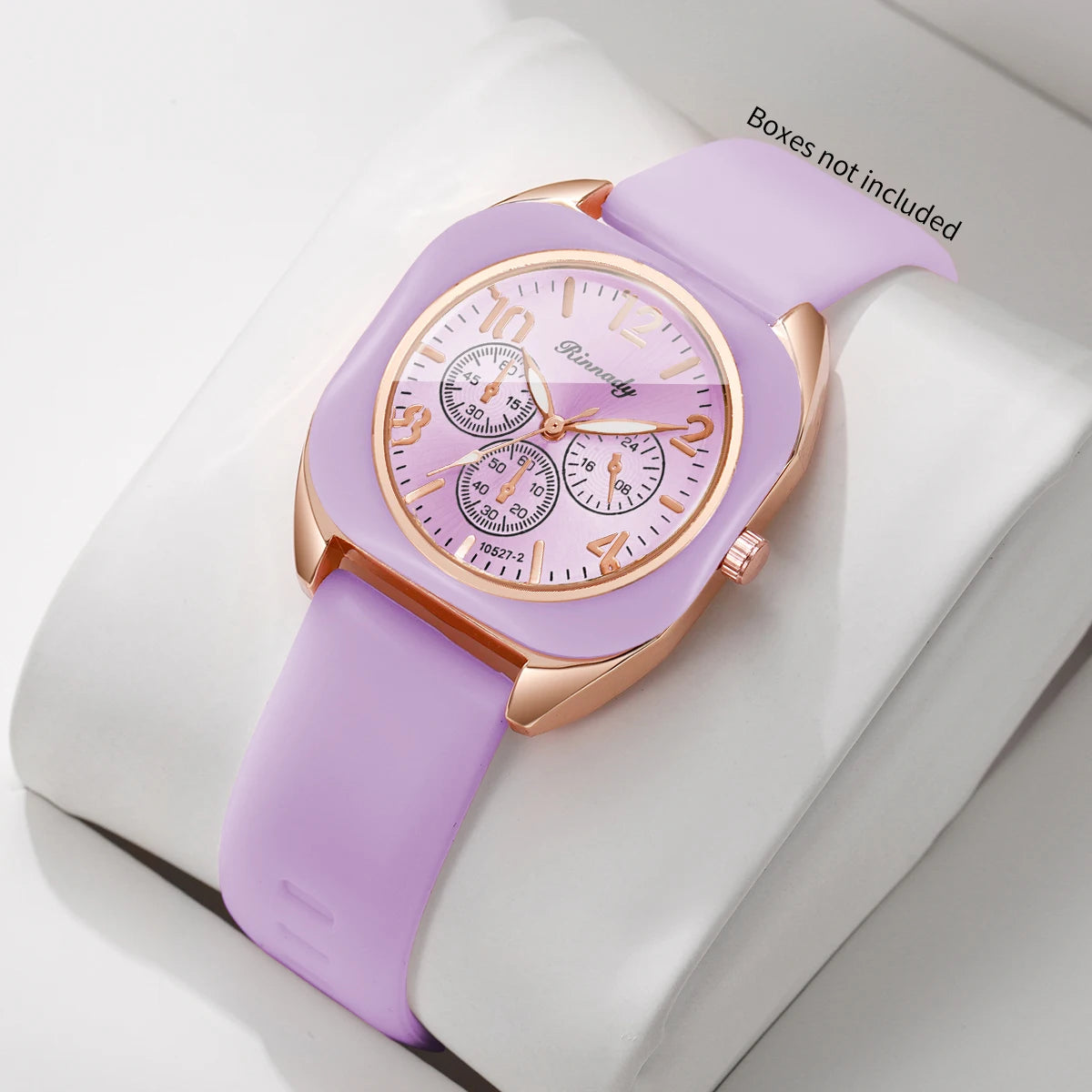 Fashion Women Square Quartz Watch Candy Color Silicone Strap Decorative Three Dials Wristwatches Relogio Feminino（Without Box）