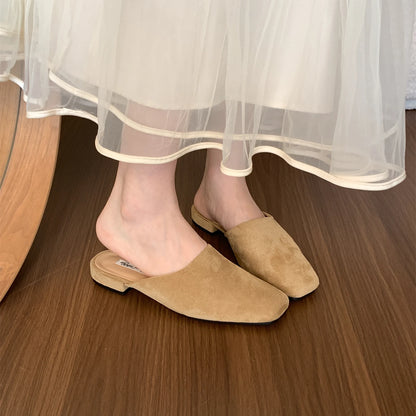 Bailamos Brand Women Slippers Square-toed Muller Shoes Lady Luxury Low Heel Outdoor Slippers Summer Fashion All-Match Slides