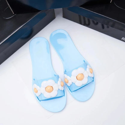 Mini Melissa Outdoor Women's Jelly Slides Sweety Girls Wide Buckle Slippers Adult Ladies Non-slip Flat Beach Vacation Shoes