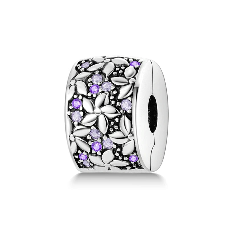 Original 925 Sterling Silver Clip Charm Inlaid Zircon Cat Butterfly Charm Silicone Spacer Beads For Women Bracelet DIY Jewelry