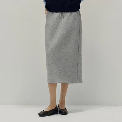 Semir Women Skirt Knit Long Straight Elastic Waist Sport Style Retro Casual Bottoms Autumn Midi Skirt Daily Wear 2026