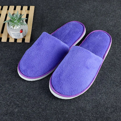 5 Pairs/Lot Winter Cotton Slippers Men Women Disposable Hotel Slippers Home Plush Slides Travel SPA Hospitality Guest Footwear