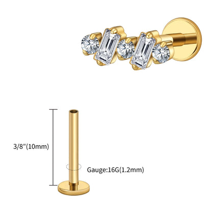 Right Grand ASTM F136 Titanium 16G Baguette CZ Climber Stud Earring Cluster Cartilage Helix Labret Stud Piercing Body Jewelry