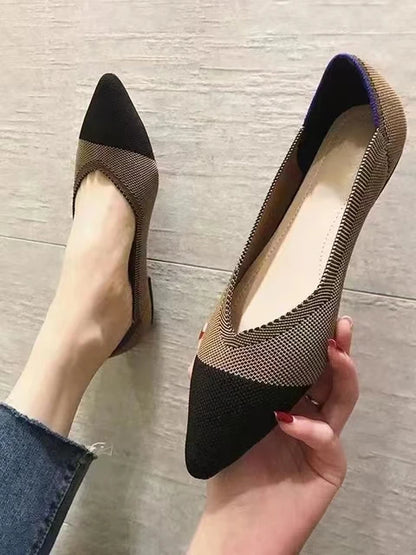 Women's flat shoes 2025 new fashionable patterns with various beautiful colors knitted breathable shoes