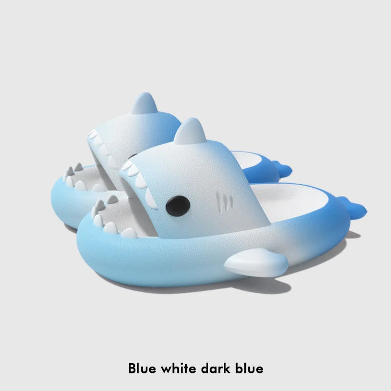Summer Funny Cute Women Gradient Shark Slippers Men Outdoor Soft EVA Beach Sandals Couple Indoor Floor Non-slip Thick Flip Flops