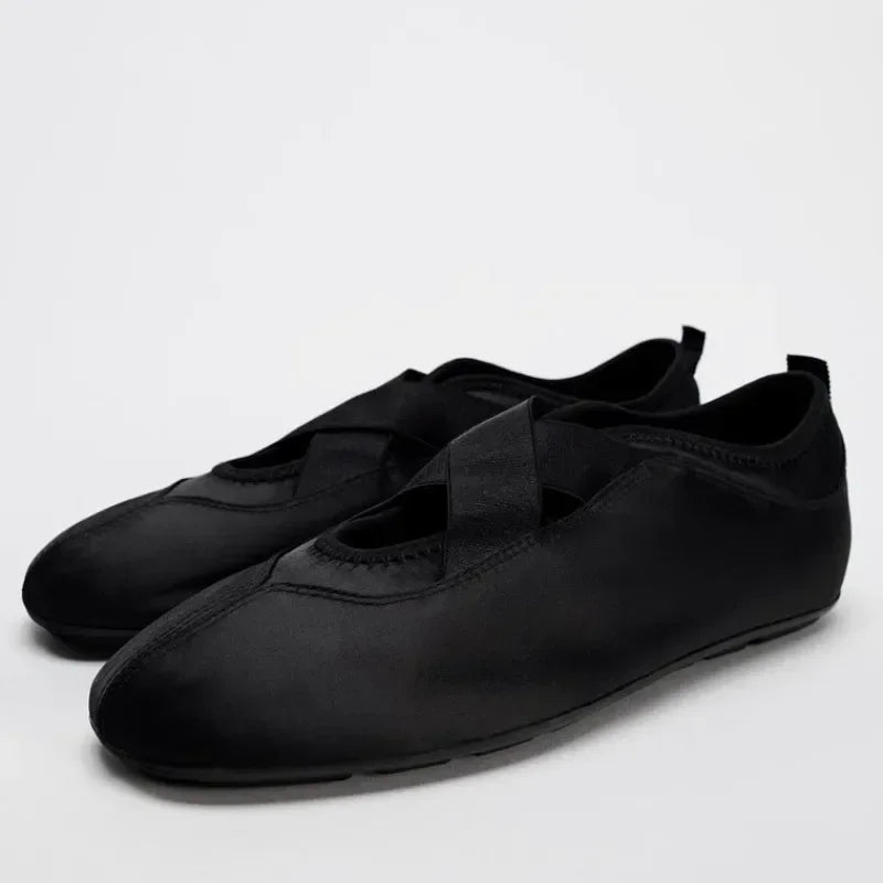 Brand Designer Women's Ballet Flats Round Toe Soft Sole Lightweight Satin 2026 Spring Sweet Dancing Mary Jane Shoes for Ladies
