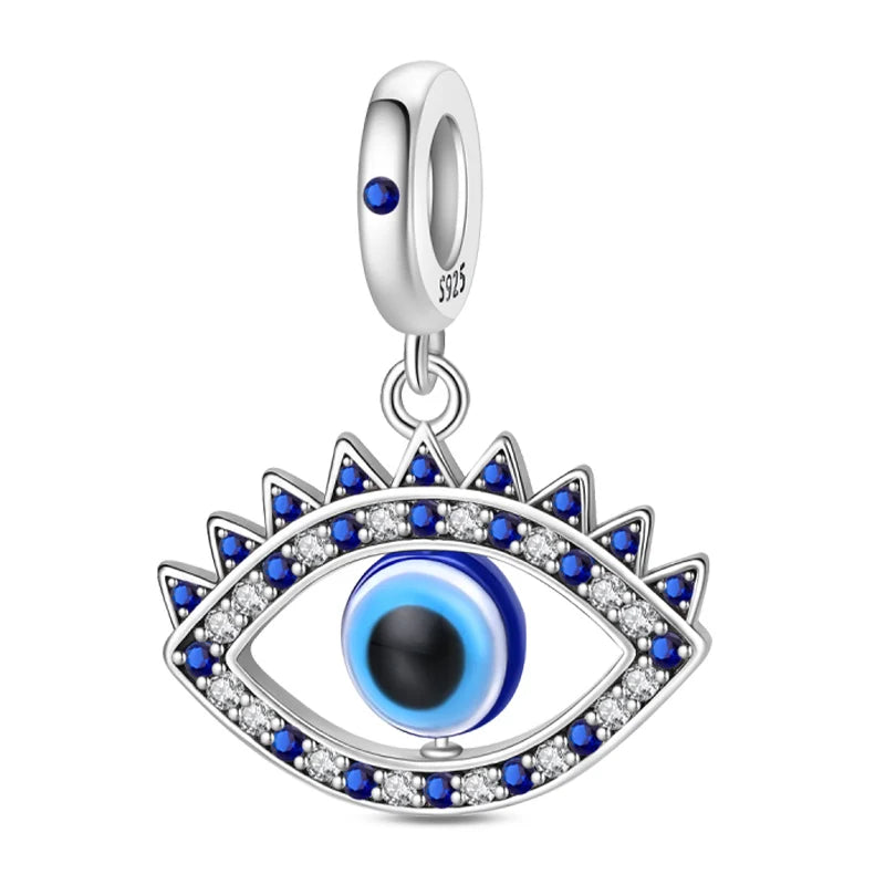 100% Real 925 Silver Classic Devil's Eye Charms Beads For Women Fit Original Qikaola Bracelets Fine DIY Jewelry Making