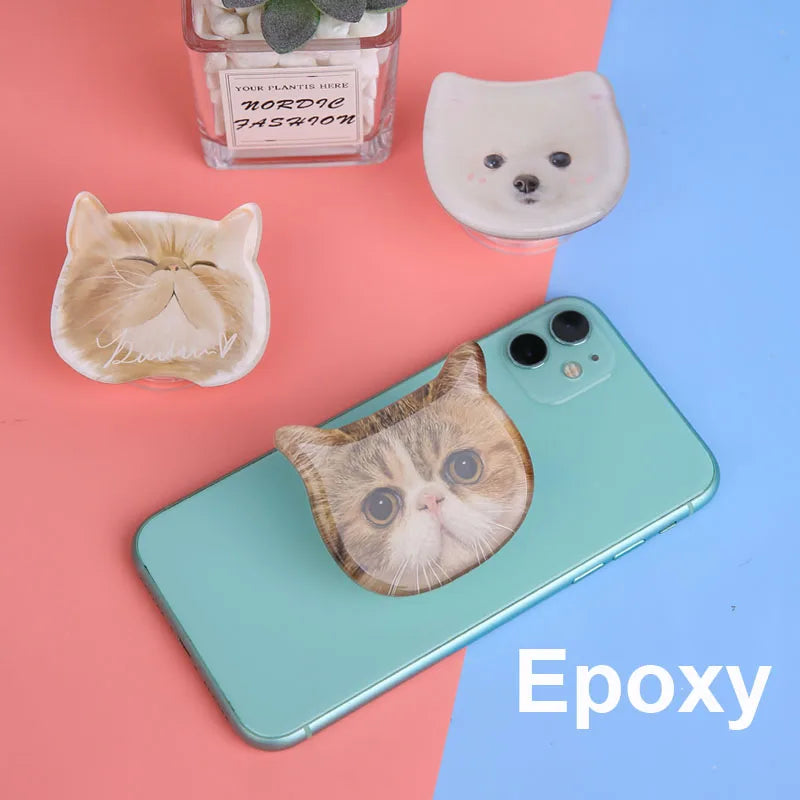 Custom Acrylic Phone Grip Round Foldable Cartoon Photo Customized Logo Anime Hologram Personalized Mobile Clear Phone Holder