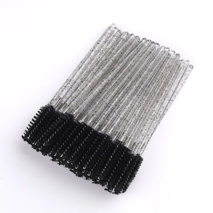 50pcs Disposable Eyelash Brushes Extension Crystal Eyebrow Brush Mascara Wand Eye Lashes Cosmetic Tool Set Makeup Beauty