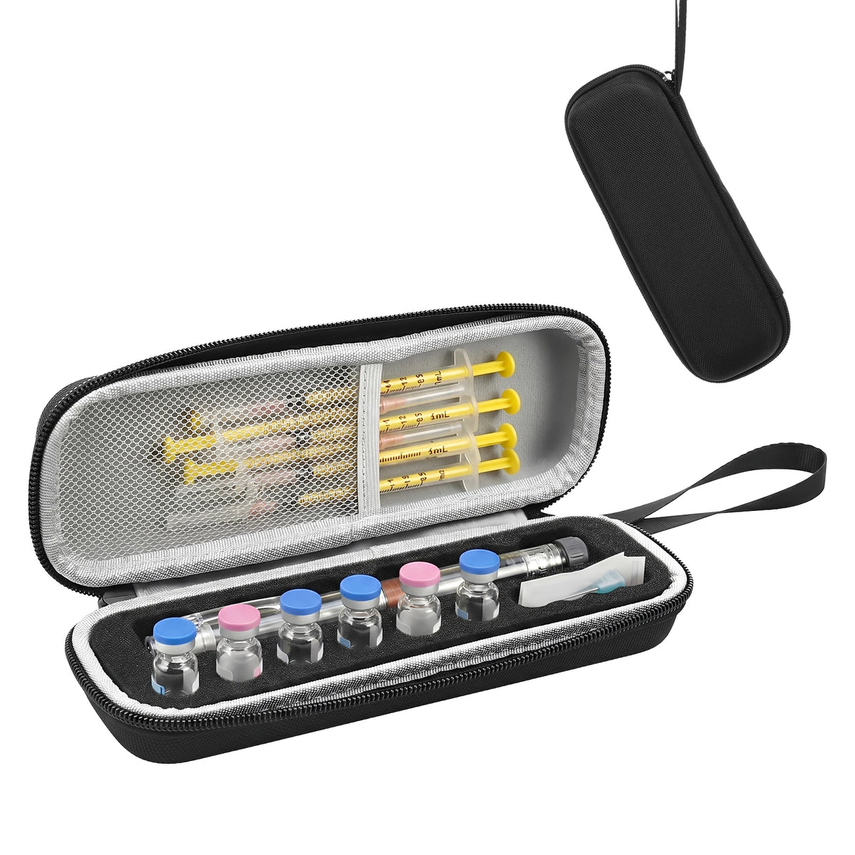 Insulin Vial Case 3ml 30ml Portable Medicine Organizer EVA Oxford Storage Box With Foam Slots For Travel Fridge Storage