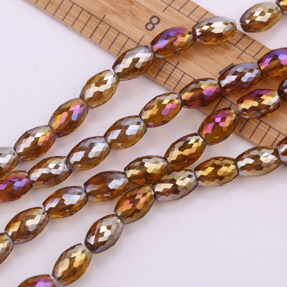 10pcs 12x8mm Oval Cylinder Faceted Cut Crystal Glass Loose Crafts Beads for Jewelry Making DIY