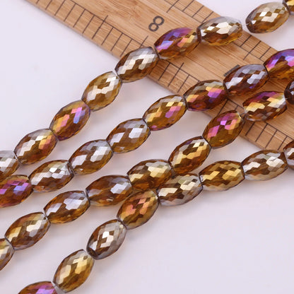 10pcs 12x8mm Oval Cylinder Faceted Cut Crystal Glass Loose Crafts Beads for Jewelry Making DIY