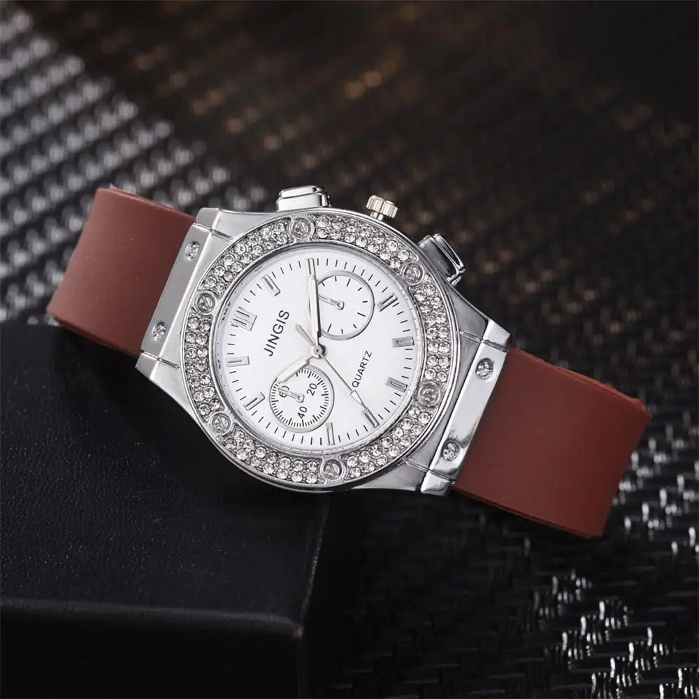 Fashion 2025 Rubber Women Watches Luxurious Brand Casual Diamond Female Quartz Wristwatches Simple Sport Clock Relogio Feminino