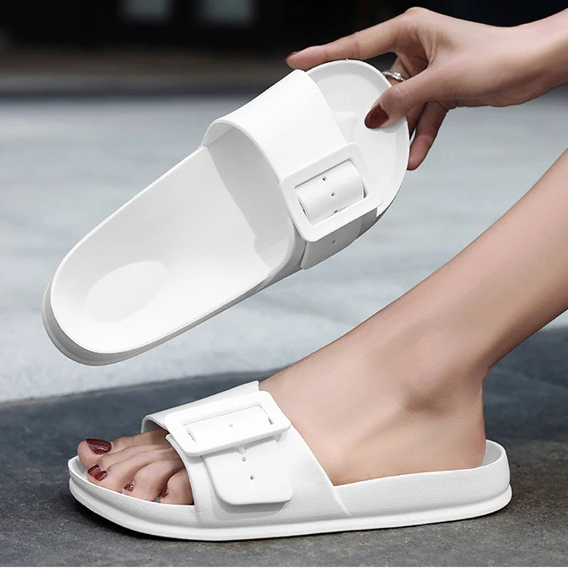Litfun Summer New Flat Slippers For Women Fashion Outdoor Non-slip Beach Sandals Soft Bottom EVA Slides Lady Casual Home Slipper
