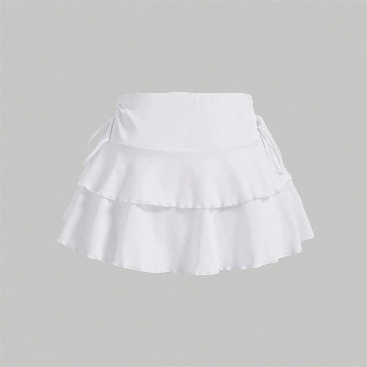 Solid Color Lace Up Girls Short Mini Skirt Ruffle Slim Fit High Waist A-line Skirt Teens Cake Dress Pleated Mini Skirts Summer