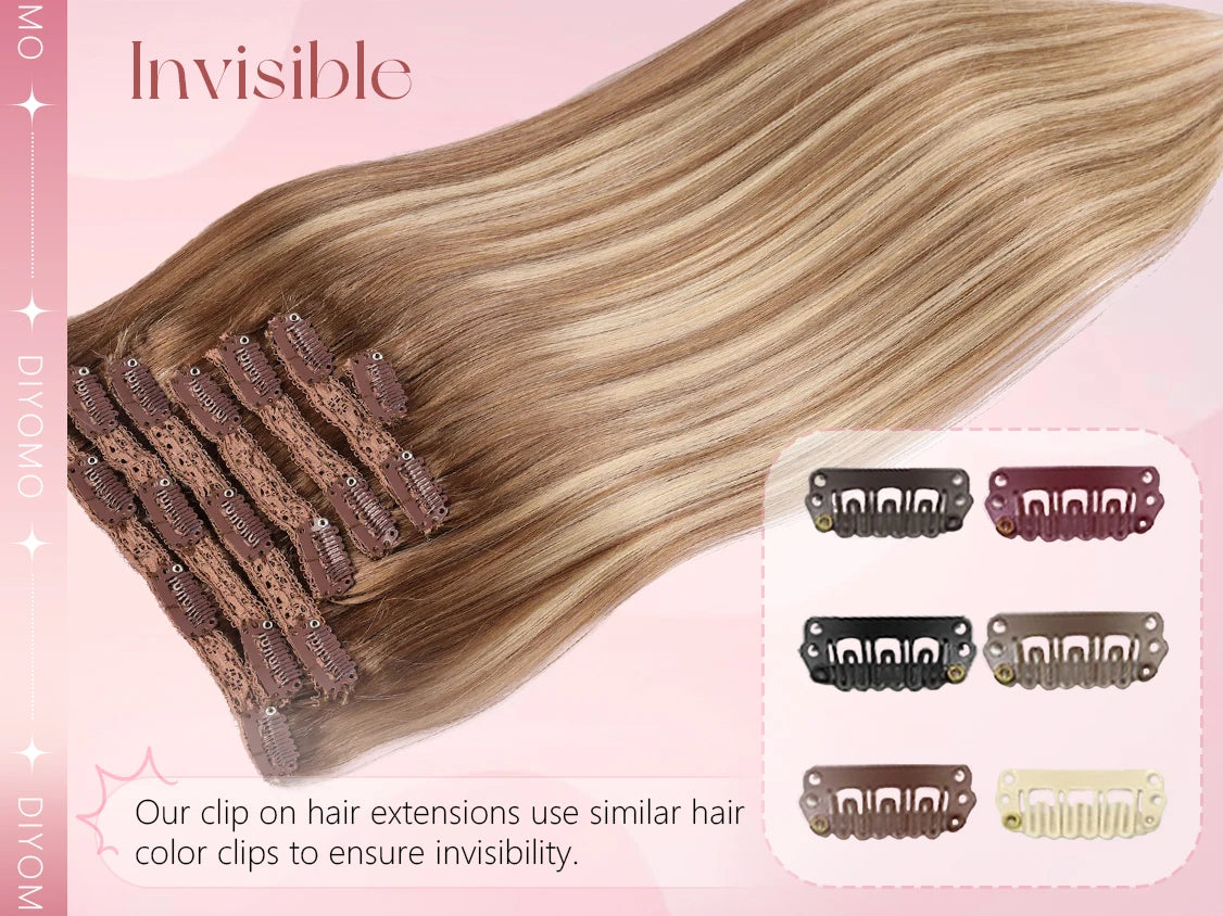 Natural Black Straight Human Hair Extensions Set of 7 PU Clip-In Invisible Wefts 116g Lightweight for Women Hairdressing
