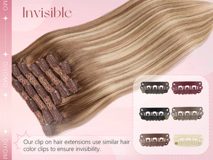 Natural Black Straight Human Hair Extensions Set of 7 PU Clip-In Invisible Wefts 116g Lightweight for Women Hairdressing