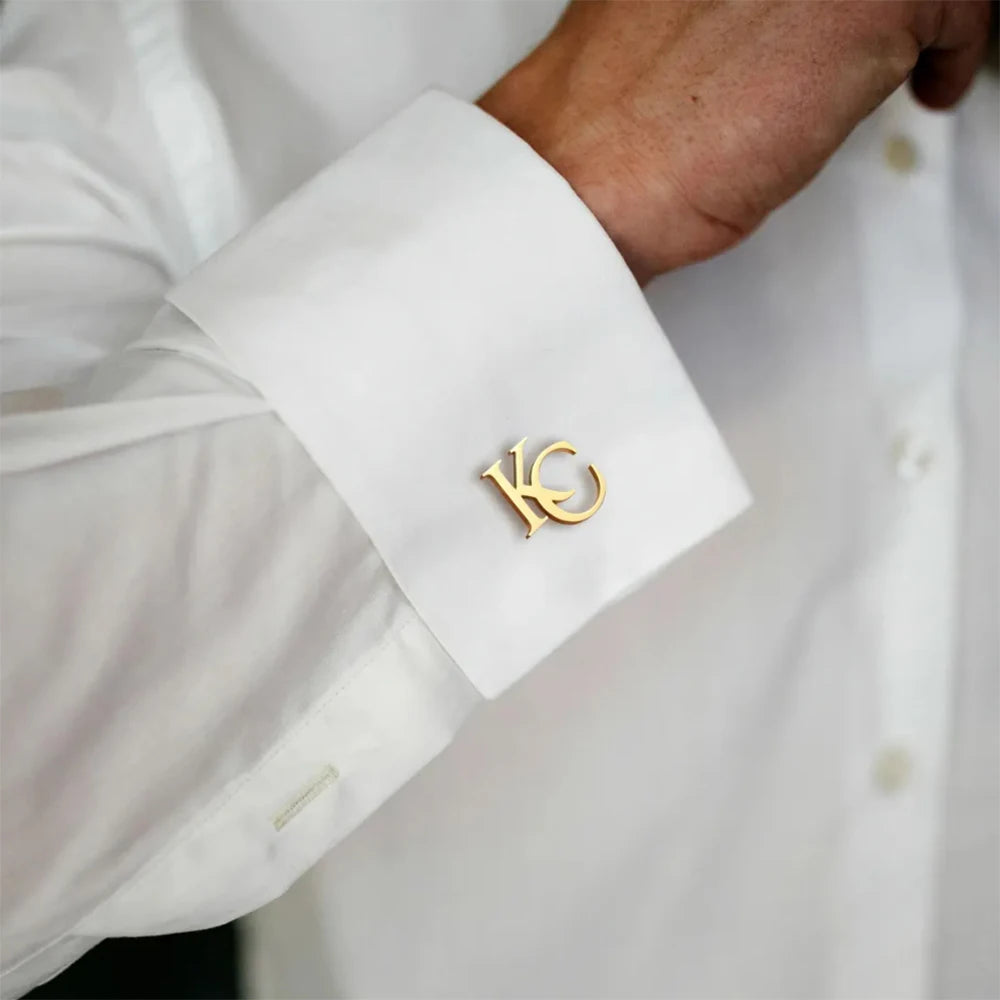 Customized First Letter Combination Cufflinks, Stainless Steel Groom And Groomsman Cufflinks Set, Personalized Holiday Gifts
