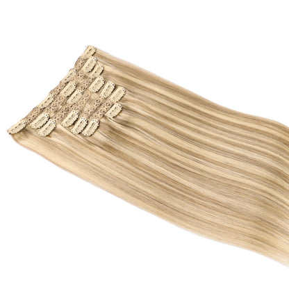 Natural Black Straight Human Hair Extensions Set of 7 PU Clip-In Invisible Wefts 116g Lightweight for Women Hairdressing