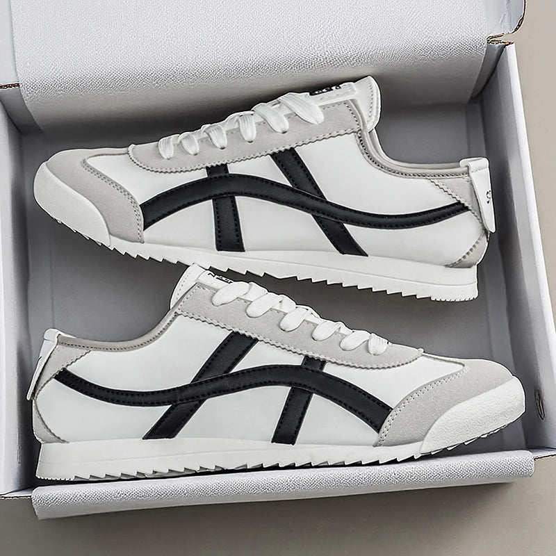 Men's Fashionable and Versatile Striped Casual Sneakers, Suitable for Daily Outings and Outdoor Hiking Wear
