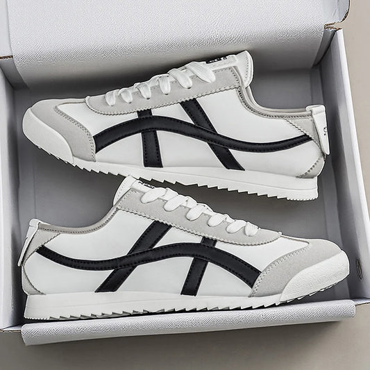 Men's Fashionable and Versatile Striped Casual Sneakers, Suitable for Daily Outings and Outdoor Hiking Wear
