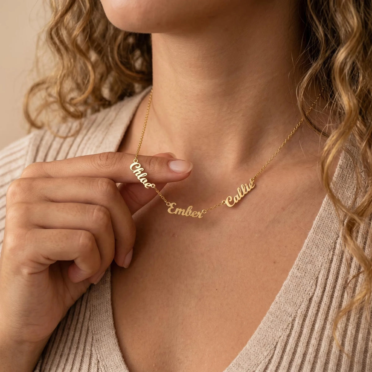 Custom Three Four Five Six Names Necklaces For Women Stainless Steel Customized Necklace Pendant Personalized Neck Chain Jewelry