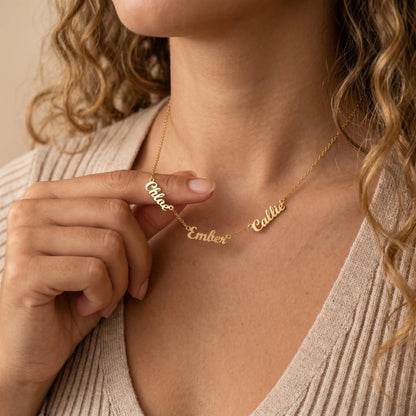 Custom Three Four Five Six Names Necklaces For Women Stainless Steel Customized Necklace Pendant Personalized Neck Chain Jewelry
