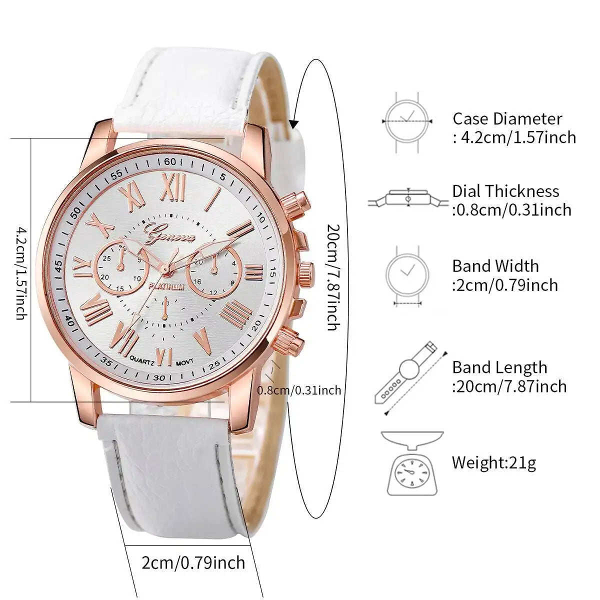 6PCS/Set Fashion Women Watches Casual Leather Strap Roma Dial Quartz Wristwatch Pearls Jewelry Set Reloj Mujer（Without Box）