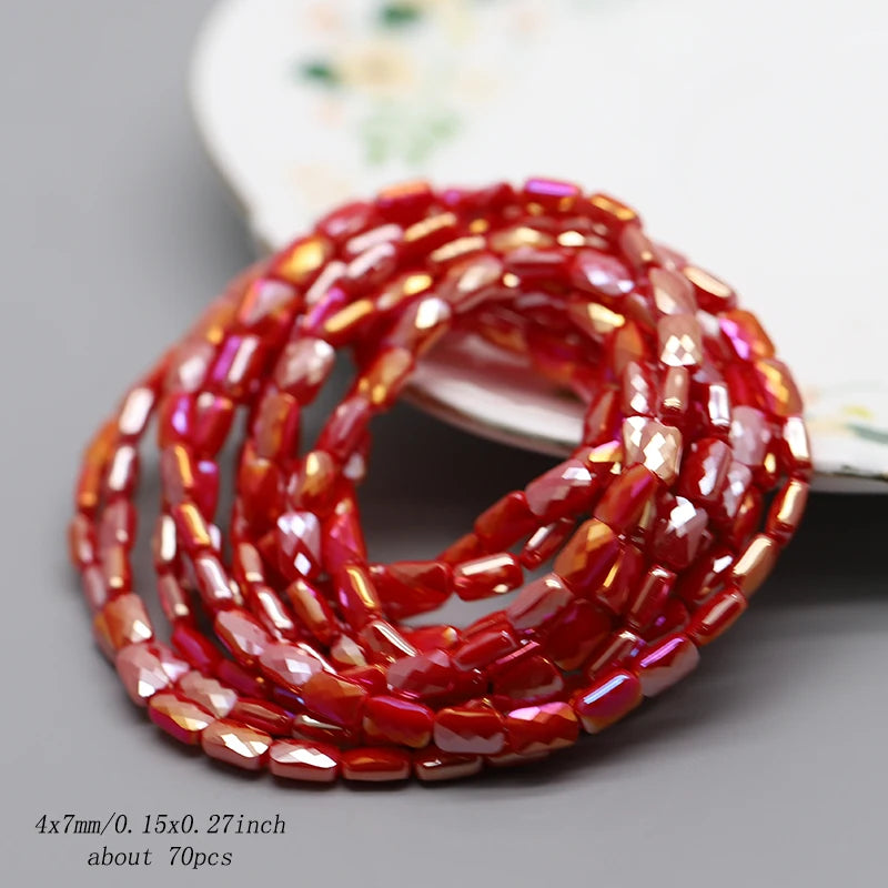70pcs/lot Color Faceted Square Loose Beads Crystal Glass Beads Faceted Loose Spacer Beads for Jewelry Making DIY