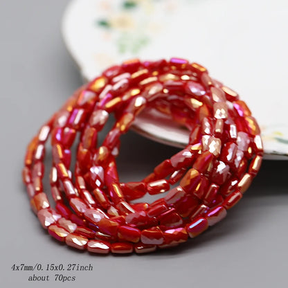 70pcs/lot Color Faceted Square Loose Beads Crystal Glass Beads Faceted Loose Spacer Beads for Jewelry Making DIY