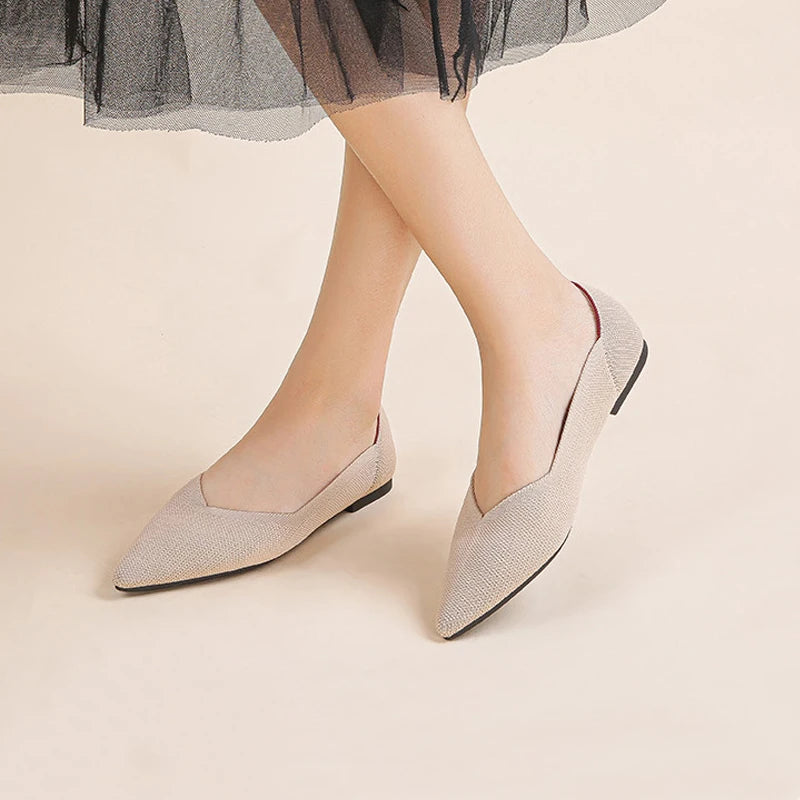 Women's flat shoes 2025 new fashionable patterns with various beautiful colors knitted breathable shoes