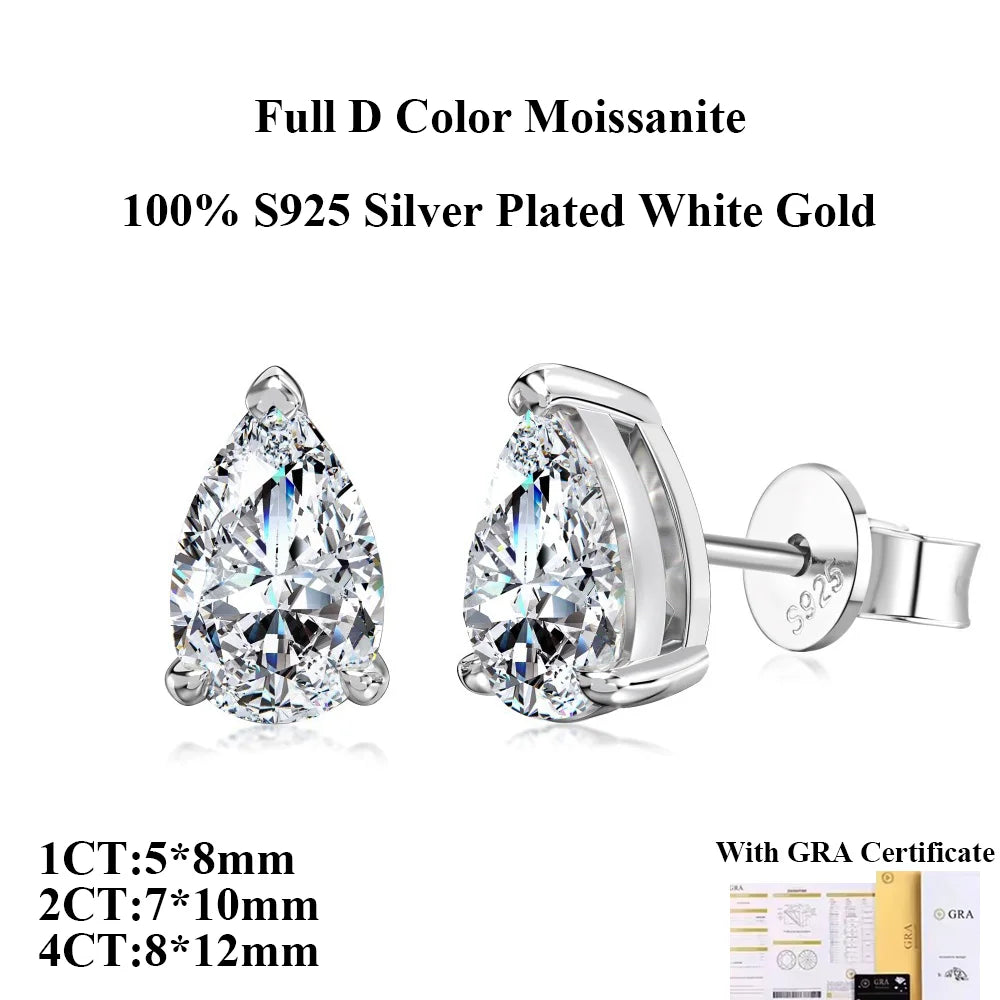 COSYA D Color 1-4CT Pear Cut Moissanite Earrings for Women S925 Silver Plated 18K Gold Waterdrop Diamond Dainty Fine Jewelry