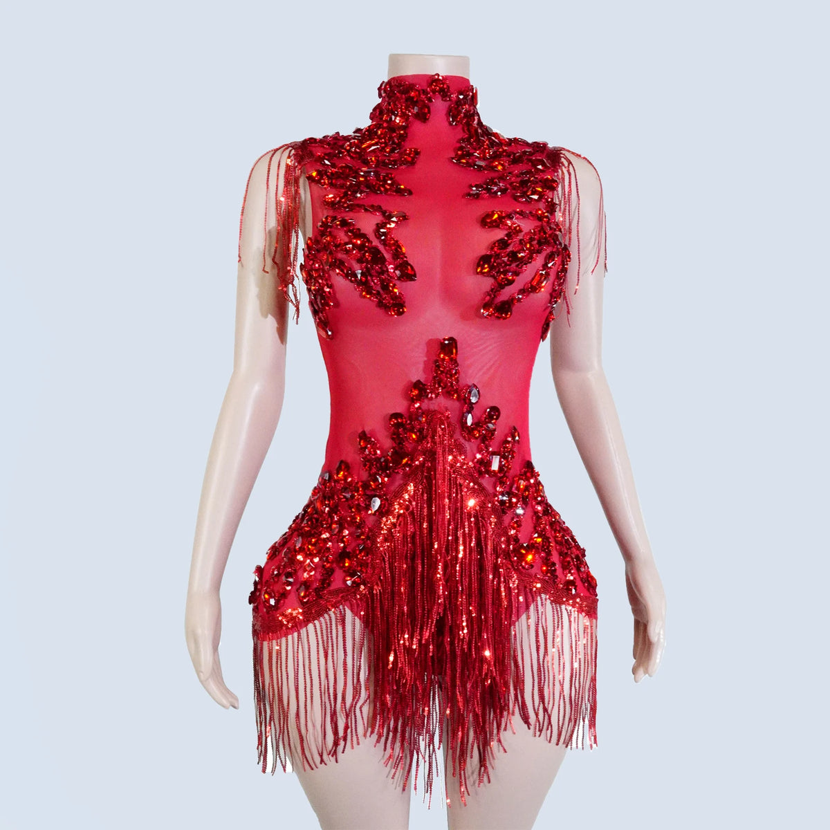 Black Sequins Fringes Leotard Mesh See through Party Bodysuit Women Sparkle Rhinestones Nightclub Prom Gogo Dance Stage Outfits