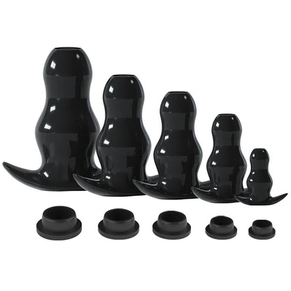 Hollow Speculum Peeking Anal Beads Butt Plug with Stopper Expander Tunnel Transparent Anus Dilation Adult Women Men Gay