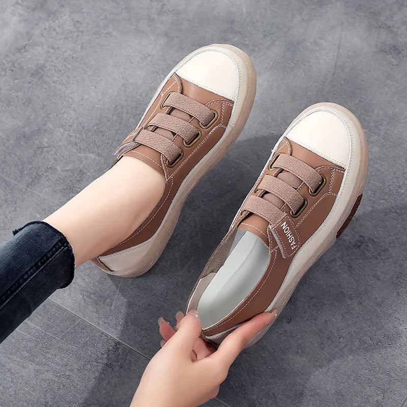 Women's Stitched Strap-Fastening Casual Shoes